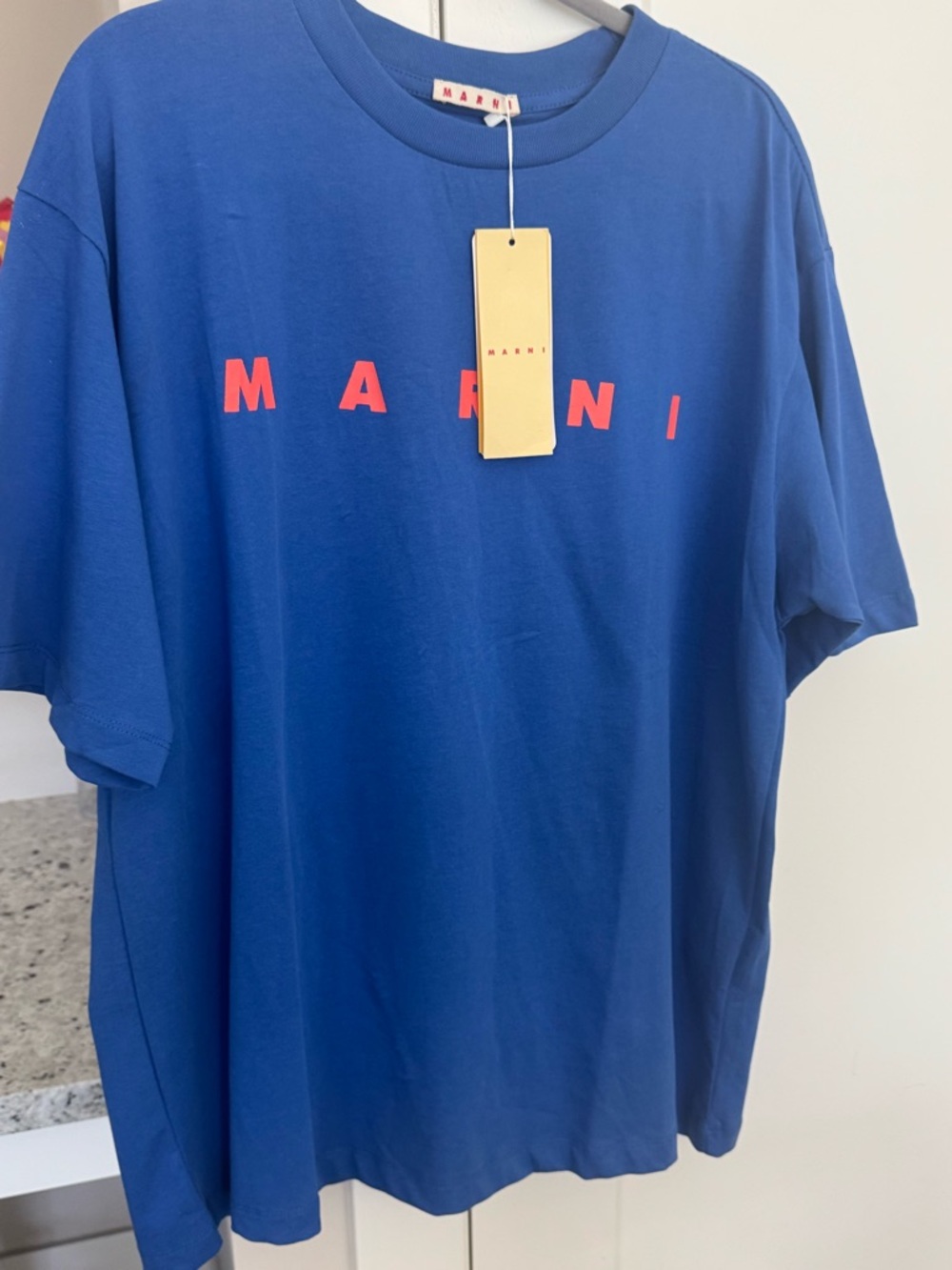 Marni Blue T-Shirt with Coral Logo